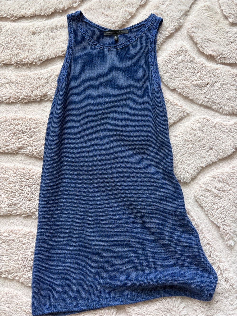 White House Black Market Navy Knit Sleeveless Tunic